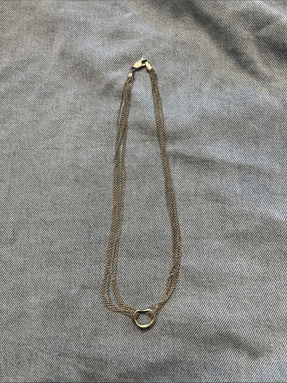 Special Sterling Silver Multi-Strand Gold Heart Necklace Women's Necklace 16 in.